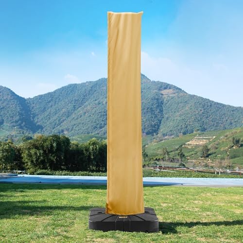 Cantilever Patio Umbrella Cover with Zipper and Pole, Khaki by MEVBC