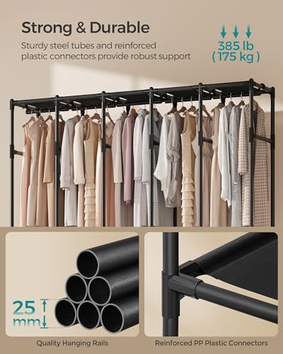 SONGMICS Wardrobe Closet, Fabric Cover, 5 Hanging Rails, 10 Shelves - Image 5