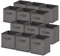 Nestl Cube Storage Bins, Foldable 12 Cube Storage Organizer Bins, Fabric Storage Cubes, Storage Basket with Handles, Grey Closet Storage Bins, 11-Inch Cube Storage Bins for Bedroom, Playroom and More by Nestl
