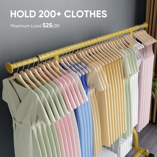 HOKEEPER Clothing Rack Gold Clothes Rack Heavy Duty Garment Rack for Hanging Clothes 525LBS Commercial Clothing Racks with Wheels for Bedroom, Laundry, Balcony, Living Room 22" D x 75" W x 71" H - Image 2