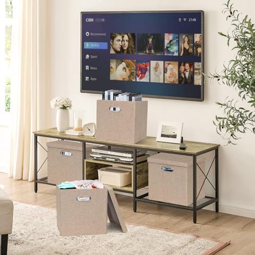 Storage Bins with Lids, Collapsible Linen Fabric Boxes Organizer Containers with Lid Foldable Storage Box Basket for Closet, Shelves, Home, Office, 11 x 11 x 11.4 Inch, 4 Pack, Khaki - Image 5