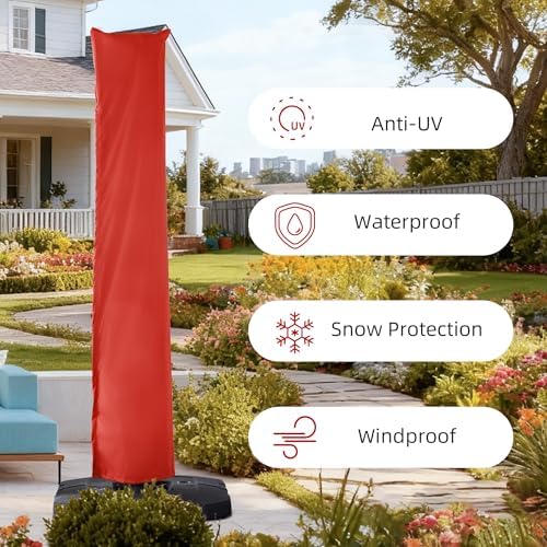 Cantilever Patio Umbrella Cover Outdoor Umbrella Covers, Red - Image 4