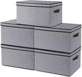 Storage Box with Handles,7.1x9.1x13 In,Gray Bin,5-Pack by YheenLf