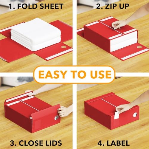 SpaceAid 6 Pack Bed Sheet Organizers and Storage, Foldable Sheet Organizer with Window for Linen Closet, Set Folder Keeper for Queen & King Size Bedding Storage (Red) - Image 3