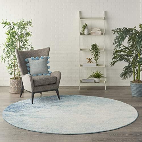 Nourison Home Passion Navy/Light Blue 8' x Round Area-Rug, Modern, Abstract, Easy-Cleaning, Non Shedding, Bed Room, Living Room, Dining Room, Kitchen, (8' Round) by NourisonHome