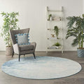 Nourison Home Passion Navy/Light Blue 8' x Round Area-Rug, Modern, Abstract, Easy-Cleaning, Non Shedding, Bed Room, Living Room, Dining Room, Kitchen, (8' Round) by NourisonHome