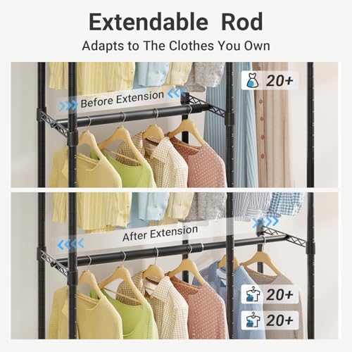 VIPEK V50 Basic Expandable Clothes Rack, Heavy Duty Closet System, Black - Image 2