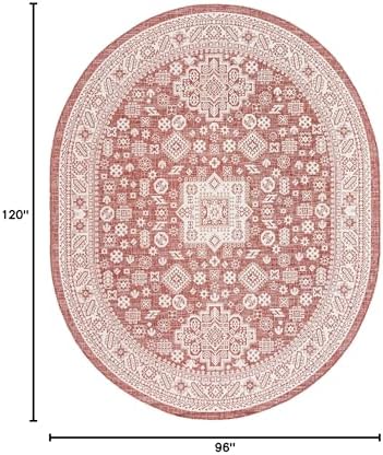 Rugs.com Outdoor Aztec Collection Rug – 8' x 10' Oval Rust Red Flatweave Rug Perfect for Living Rooms, Large Dining Rooms, Open Floorplans - Image 2