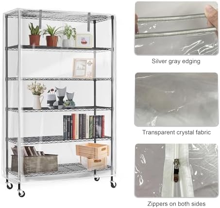 Wire Shelf Cover Waterproof Dustproof for Garage Greenhouse 48x18x72 Clear - Image 6
