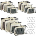 12 Packs Dust Bags for Handbags, Clear Handbag Storage, Purse Storage Organizer for Closet, Purse Cover Hanging Closet Organizer with Zipper and Handles by Interesse