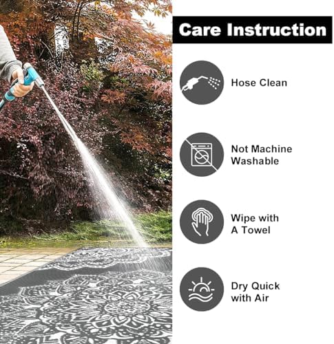 Yamaziot Waterproof Outdoor Rug 8x10 ft, Reversible Plastic Straw Rug for Patio Clearance, Camping, RV Mat, Large Outside Rug Carpet for Porch, Deck, Backyard, Balcony, Picnic (Grey) - Image 6
