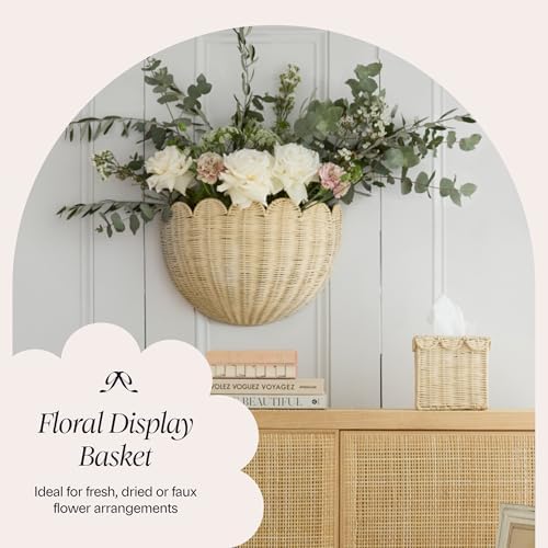 BEBE BASK The Original Scalloped Wicker Wall Basket – Set of 2 (16x10x7 In) - Image 6