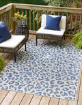 Unique Loom Outdoor Safari Collection Area Rug - Leopard (5' 3" x 7' 1" Rectangle Blue/Gray) by UniqueLoom