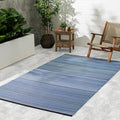 Fab Habitat Outdoor Rug - Waterproof, Fade Resistant, Crease-Free - Premium Recycled Plastic - Striped - Patio, Porch, Deck, Balcony - Cancun - Indigo - 5 x 8 ft by FabHabitat