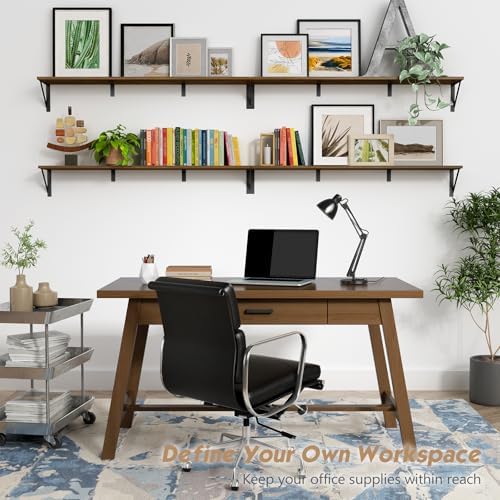 Forbena 48 Inch Floating Shelves for Wall Long Set of 3, Large Wooden Wall Bookshelf for Bedroom Books, Rustic Wood Hanging Bookshelves for Living Room Laundry Closet Kitchen Storage (Dark Brown) - Image 2