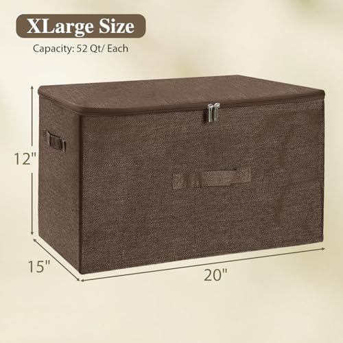 ANMINY Fabric Storage Bins with Zipper Lids, 20"x15"x12", Coffee, 2 PCS - Image 6