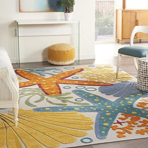 Nourison Home Aloha Multicolor 9' x 12' Area Rug - Easy Clean, Non Shedding, Bed Room, Living Room, Dining Room, Kitchen (9' x 12') - Image 5