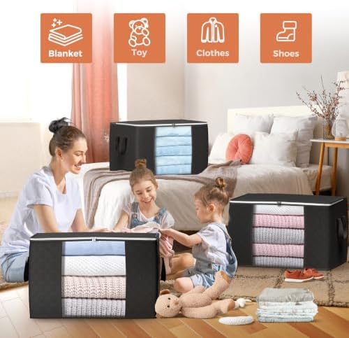 90L Large Storage Bags, 10 Pack Clothes Storage Bins Closet Organizers - Image 3