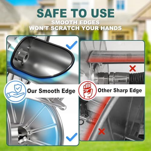 Stainless Steel Garden Hose Reel Heavy Duty, Wall Mount Water Hose Holder, 150 Feet of 5/8 Inch Hoses Capacity, Hose Reels with 5 ft Inlet Hose for Outside, Lawn, Yard, Garage - Image 5