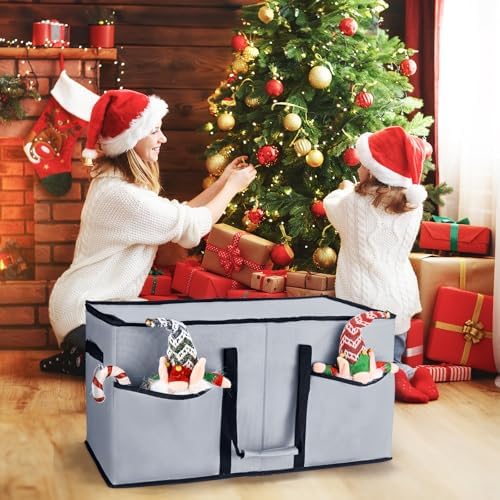 Christmas Ornament Storage Box, Ornament Storage Organizer Fits 128 of 3 inch Ornament Balls, 8 Removable Tray Ornaments Storage Containers with Dividers to Store Xmas Holiday Decor(Grey) - Image 2