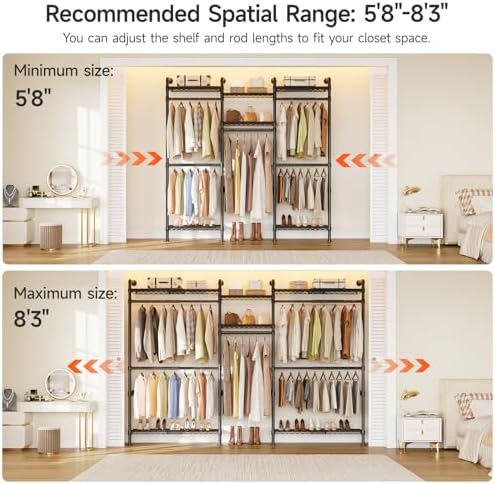 ONBRILL H3 Plus Expandable Wall Mounted Closet System Clothes Rack Black - Image 3