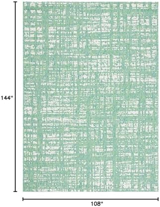 SAFAVIEH Courtyard Collection 9' x 12' Green Blue/Ivory CY8451 Indoor/ Outdoor Waterproof Easy Cleaning Patio Backyard Mudroom Area Rug - Image 2