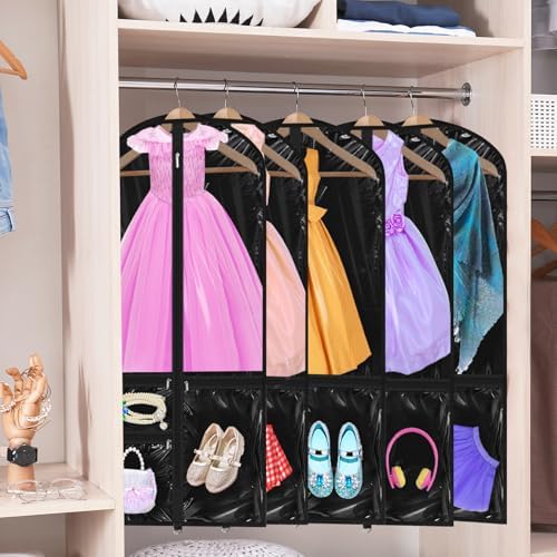 Windyun 10 Pack Garment Bags Costumes Kids 40", Translucent Black - Image 6