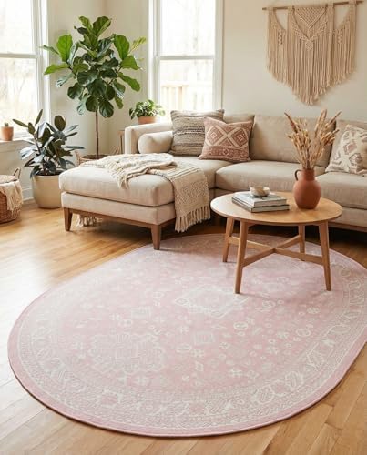 Rugs.com - Outdoor Aztec Rug – 7' 10 x 10' Oval Pink Washable Indoor/Outdoor Rug – Flatweave Tribal Design for Patios, Decks, and Porches - Image 6