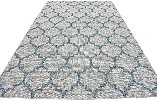 Unique Loom Outdoor Trellis Collection Area Rug (6' 1" x 9' Rectangle, Gray/ Ivory) - Image 6