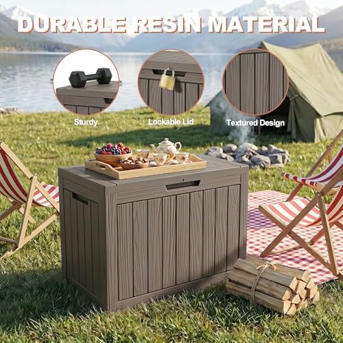 EFU Outdoor Storage Box 60 Gallon Deck Box, Waterproof Resin, Grey - Image 3