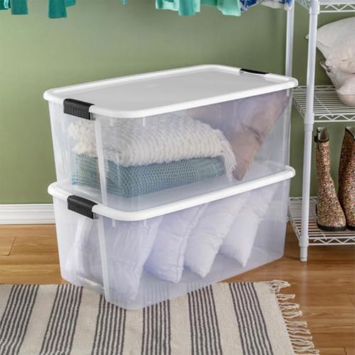 Sterilite 16-Pack Stackable Storage Bin with Lid, Clear Plastic Design, 116 Quart - Image 4
