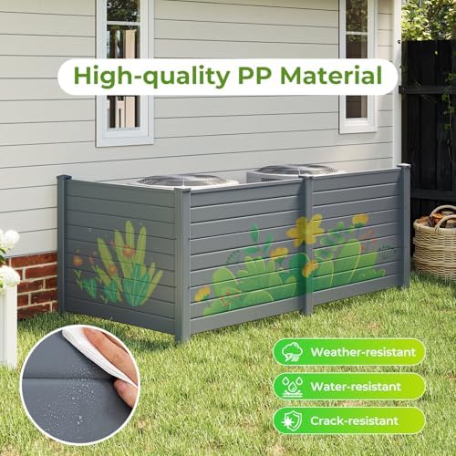 GIANTEX No-Dig Air Conditioner Fence, 3 Panels, 48''W x 36''H, Gray - Image 3