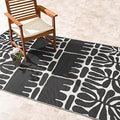 Fab Habitat Outdoor Rug - Waterproof, Fade Resistant, Crease-Free - Premium Recycled Plastic - Tribal, Black & White - Patio, Deck, Porch, Balcony, Laundry Room - Serowe - Black - 4 x 6 ft by FabHabitat