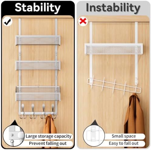 Kaiferty Over The Door Hooks Organizer, Coat Rack Over The Door Storage Hanger Towel Rack, Back of Door Storage Organizer for Bathroom,Bedroom,Kitchen,Office (Silver, 4-Tier) - Image 2