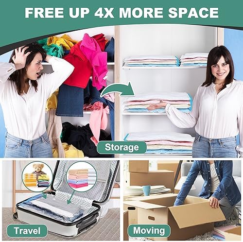 WTREE 40 Pack Vacuum Storage Bags, Space Saver Bags, Vacuum Sealed Bags for Comforters, Blankets, Clothes Storage, Hand Pump Included (4 Jumbo/4 Large/4 Medium/8 Small) - Image 3