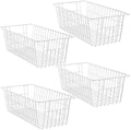 SANNO 15.7" Freezer Wire Baskets Refrigerator 4 Freezer Baskets Wire Metal Storage Basket, Modern Farmhouse Storage Organizer for Pantry, Shelf, Kitchen, Cabinet, Bathroom 15.7"x7.9"x5.9" by SANNO