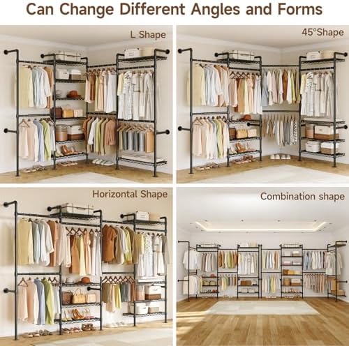 ONBRILL L4 Wall Mounted Heavy Duty Corner Industrial Pipe Clothing Rack - Image 5