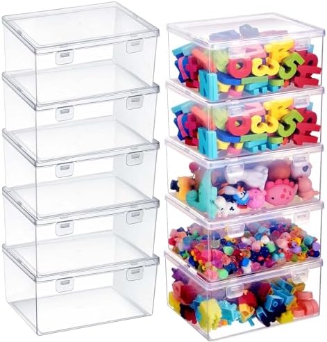 SiliFine 10 Pcs Clear Plastic Storage Bins with Lids Stackable for Toys by SiliFine
