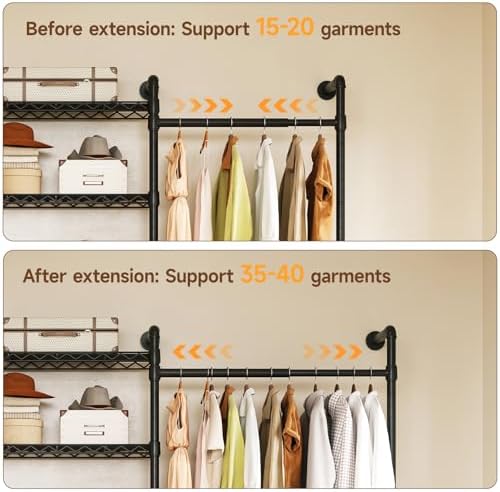 ONBRILL L4 Wall Mounted Heavy Duty Corner Industrial Pipe Clothing Rack - Image 4