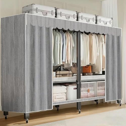 49in Heavy Duty Portable Closet with Gray Cover by FKKPRVAX