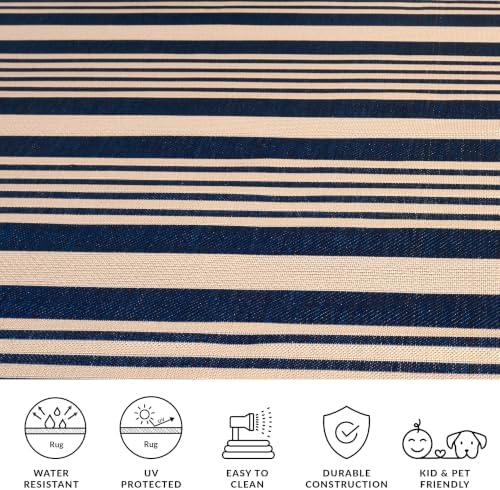 SAFAVIEH Courtyard Outdoor Runner Rug 2'3"x18', Navy & Beige CY6062-268 - Image 6