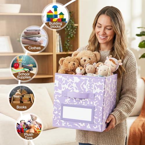 LemonRoad 6 Fabric Cube Storage Bin 11'' Classroom Bin, Macaron, Label - Image 6