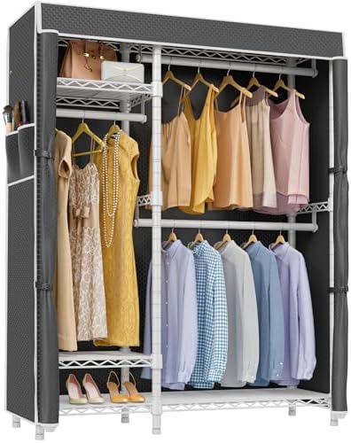 VIPEK V2C Heavy Duty Clothes Rack with Upgraded Polyester Cover, Metal Portable Closet with Adjustable Shelves & Hanging Rods, Freestanding Wardrobe Closet for Bedroom, Max Load 700LBS by VIPEK