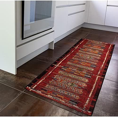 Liora Manne Marina Low Profile Durable Indoor/Outdoor Woven Rug- Tribal Stripe Red 1'11" x 4'11" - Image 2