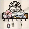 Personalized Metal Anniversary Wedding Gift Key and Mail Holder, Wall Mount Entryway Organizer with Hooks, Custom Key Rack for Kitchen, Bathroom, and Home Storage by custommetalsign