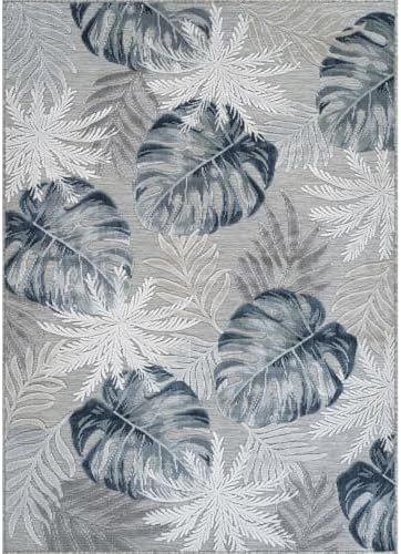 Luul Home Floral Indoor Outdoor Rugs 8x10 Large Area Rug for Living Room, Patio Decor, Kitchen, and Entryway Rug, Washable Stain Resistant Outside Carpet Blue 8 x 10 - Image 3