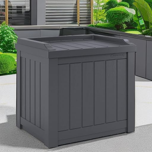 Suncast Small Deck Box Storage w/ Bench Seat for Indoor & Outdoor Use, 22 Gal., Cyberspace - Image 5