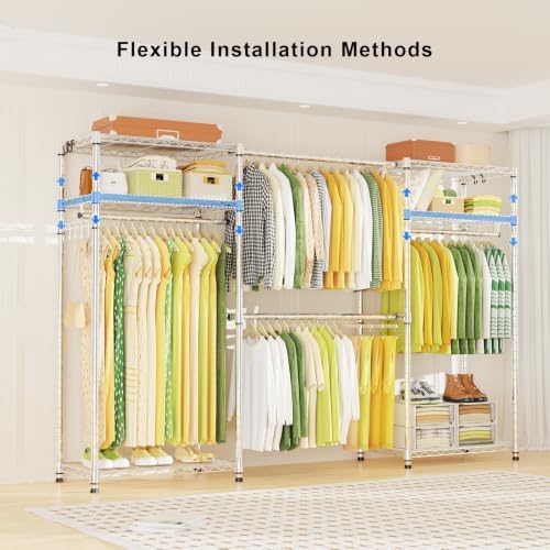 Ulif E1 Heavy Duty Closet Garment Rack, 6 Tiers Adjustable Clothing Storage - Image 4