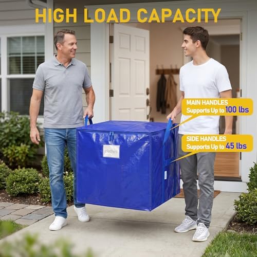TICONN 6 Pack Extra Large Moving Bags with Zippers & Carrying Handles, Heavy-Duty Storage Tote Moving Boxes for Space Saving (6 PK, 45 Gallon) - Image 2