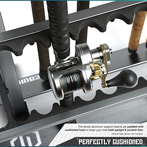 Savior Equipment Fishing Rod Rack Holder Organizer, 24-48 Slots to Hold Fresh Salt Water Spinning Rods & Reel Combo, Lightweight Aluminum Vertical Fish Pole Garage Storage Ground Display Stand - Image 4